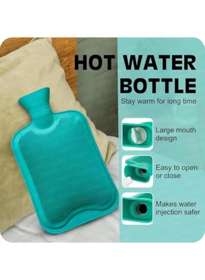 قربة مياه مطاطية سعة 2 لتر لتخفيف الآلام والتدفئة - قربة حرارية غير كهربائية لعلاج تشنجات الجسم وآلام الظهر والكمادات الساخنة والباردة - Image 3